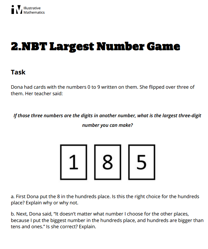 Largest Number Game Assessment
