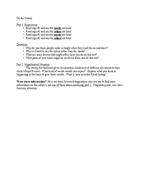 Do the Stroop Lesson Plan