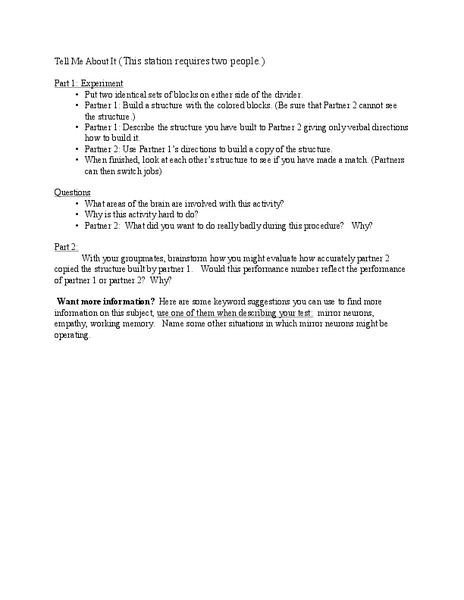 Tell Me About It Lesson Plan