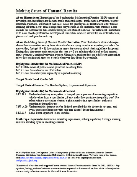 Making Sense of Unusual Results Activity