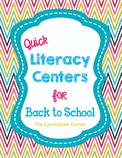 Quick Literacy Centers for Back to School Organizer