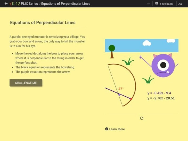 Equations of Perpendicular Lines Interactive