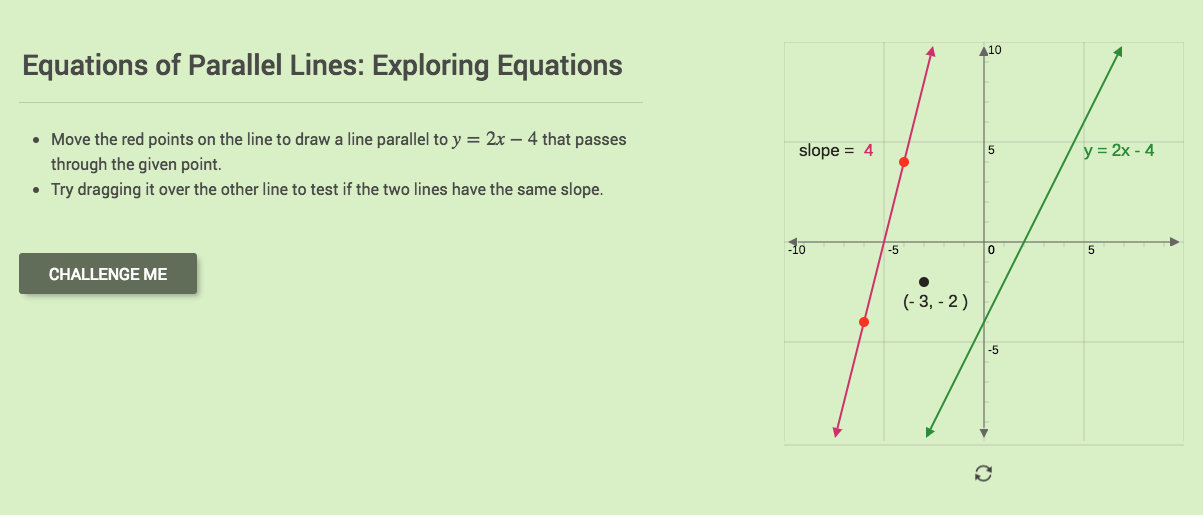 Equations of Parallel Lines: Exploring Equations Interactive