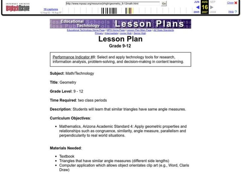 Geometry Lesson Plan