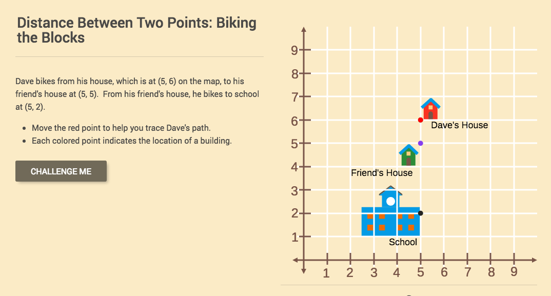Distance Between Two Points: Biking the Blocks Interactive