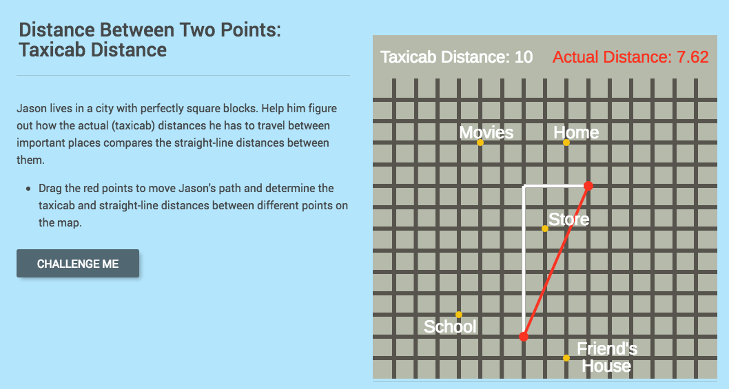Distance Between Two Points: Taxicab Distance Interactive