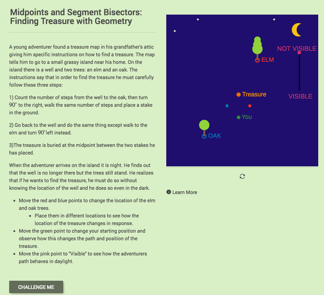Midpoint and Segment Bisectors: Finding Treasure with Geometry Interactive