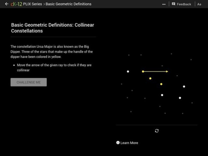 Basic Geometric Definitions: Collinear Constellations Interactive