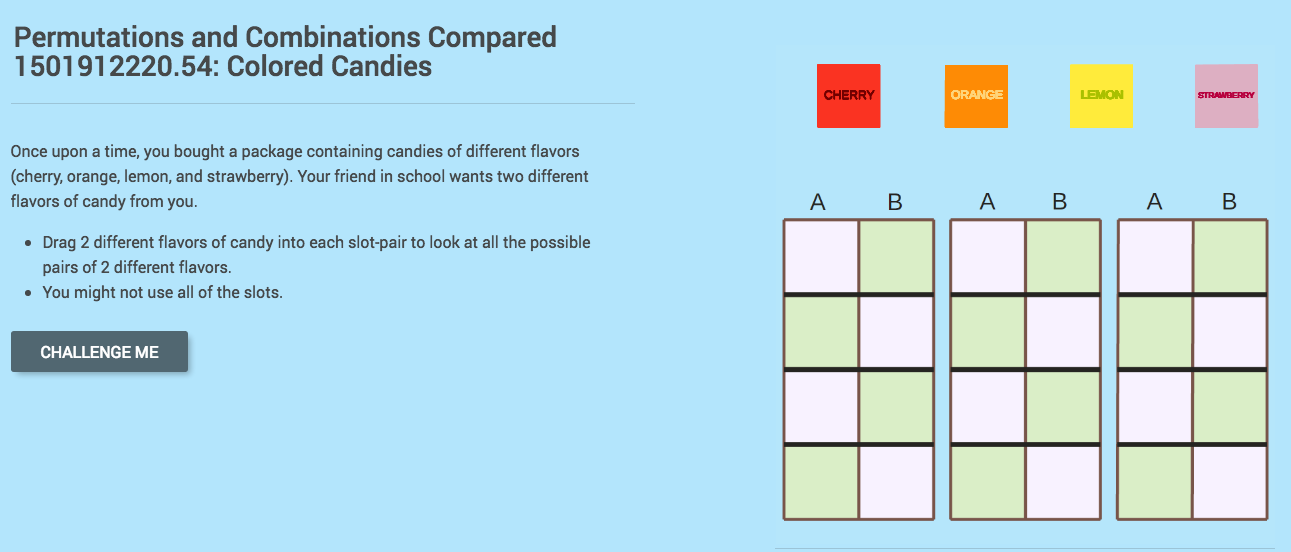 Permutations and Combinations Compared: Colored Candies Interactive