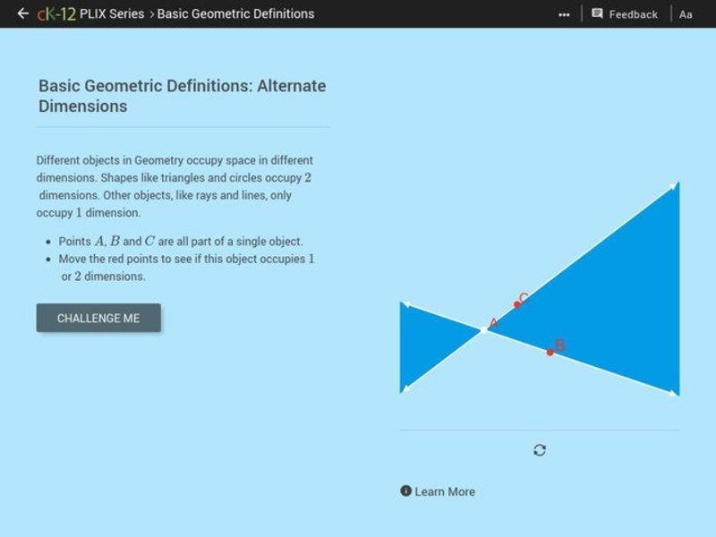 Basic Geometric Definitions: Alternate Dimensions Interactive