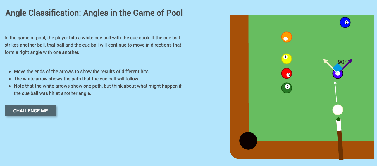 Angle Classification: Angles in the Game of Pool Interactive