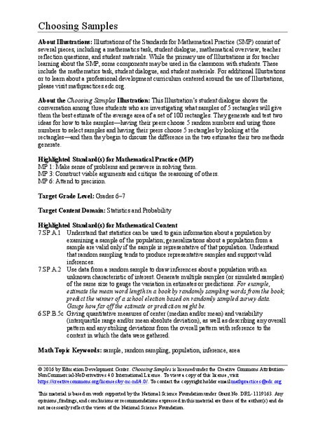 Choosing Samples Activity