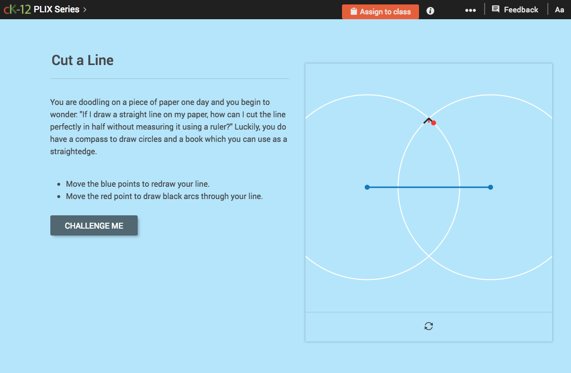 Bisectors of Line Segments and Angles: Cut a Line Interactive