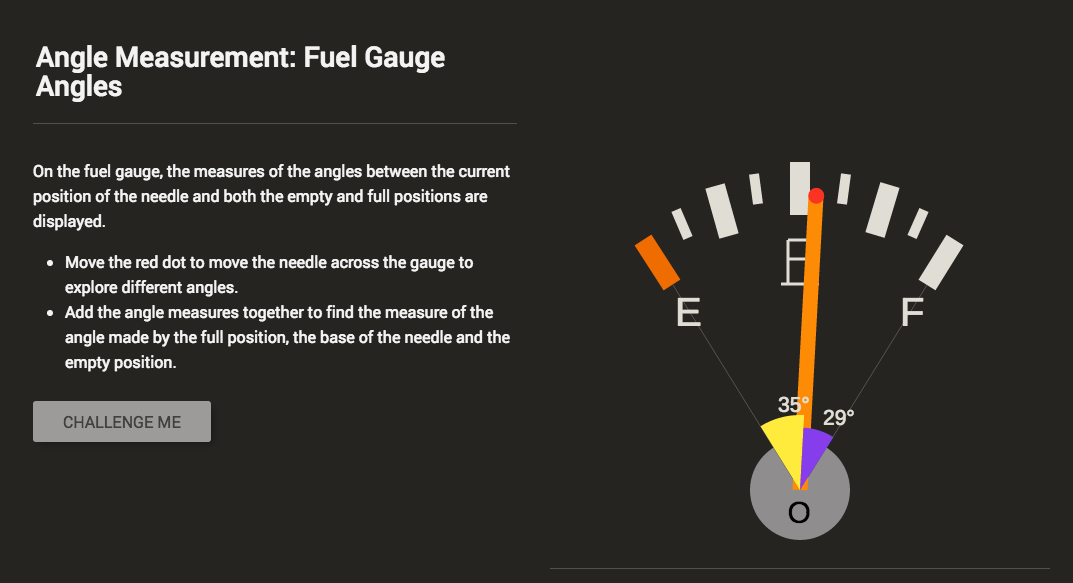 Angle Measurement: Fuel Gauge Angles Interactive