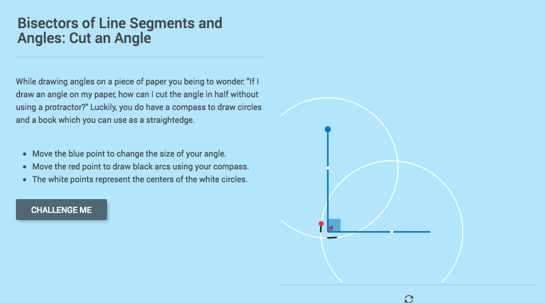 Bisectors of Line Segments and Angles: Cut an Angle Interactive