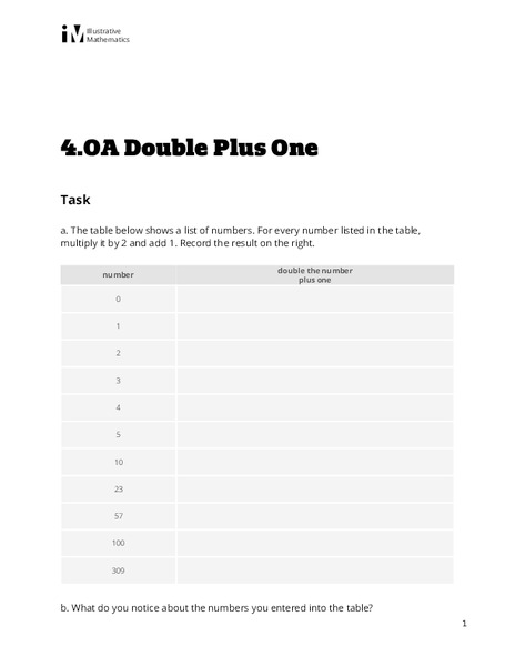 Double Plus One Lesson Plan