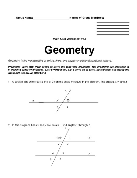 Geometry Worksheet