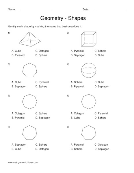 Geometry - Shapes Worksheet