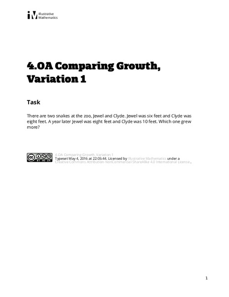 Comparing Growth, Variation 1 Assessment