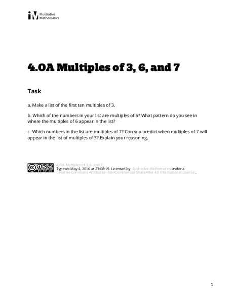 Multiples of 3, 6, and 7 Assessment