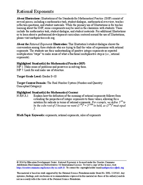 Rational Exponents Activity