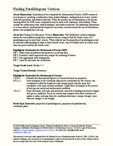 Finding Parallelogram Vertices Activity