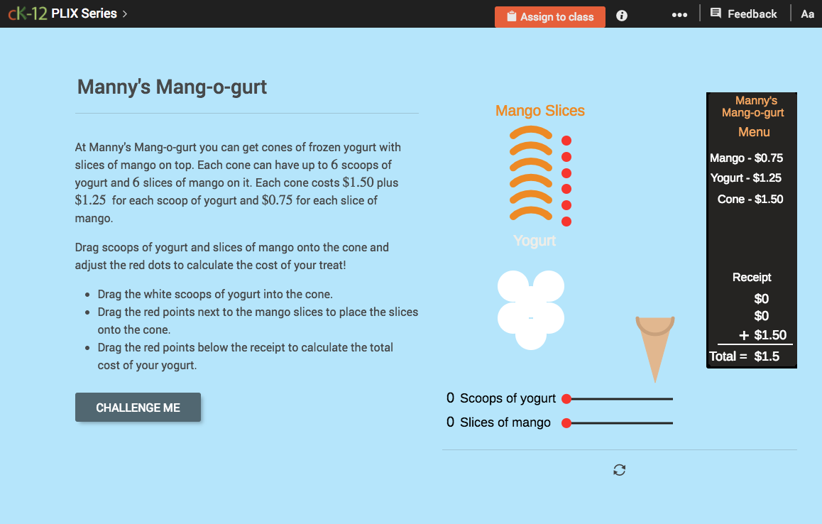 Functions that Describe Situations: Manny's Mang-o-gurt Interactive