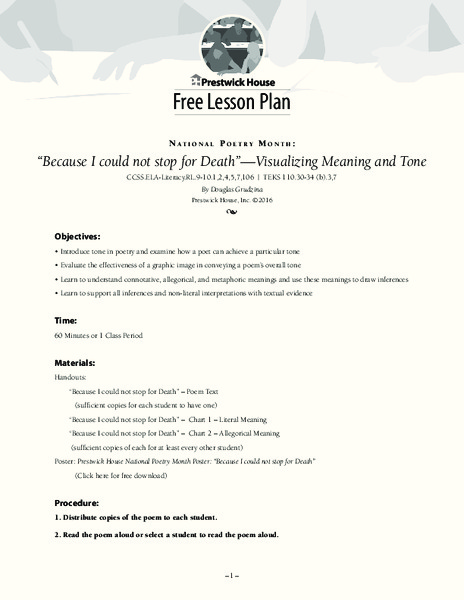 "Because I could not stop for Death" -- Visualizing Meaning and Tone Lesson Plan