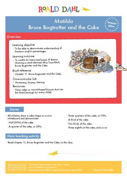 Matilda - Bruce Bogtrotter and the Cake Lesson Plan