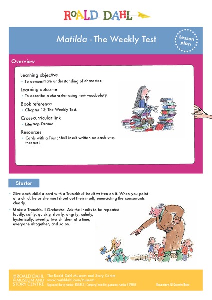Matilda - The Weekly Test Lesson Plan