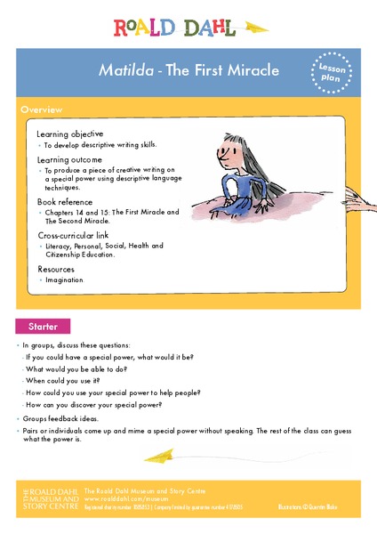 Matilda - The First Miracle Lesson Plan