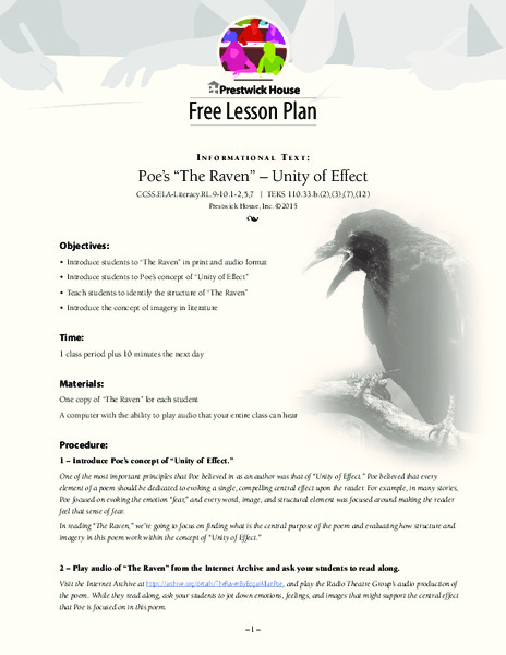 Poe’s “The Raven” – Unity of Effect Lesson Plan