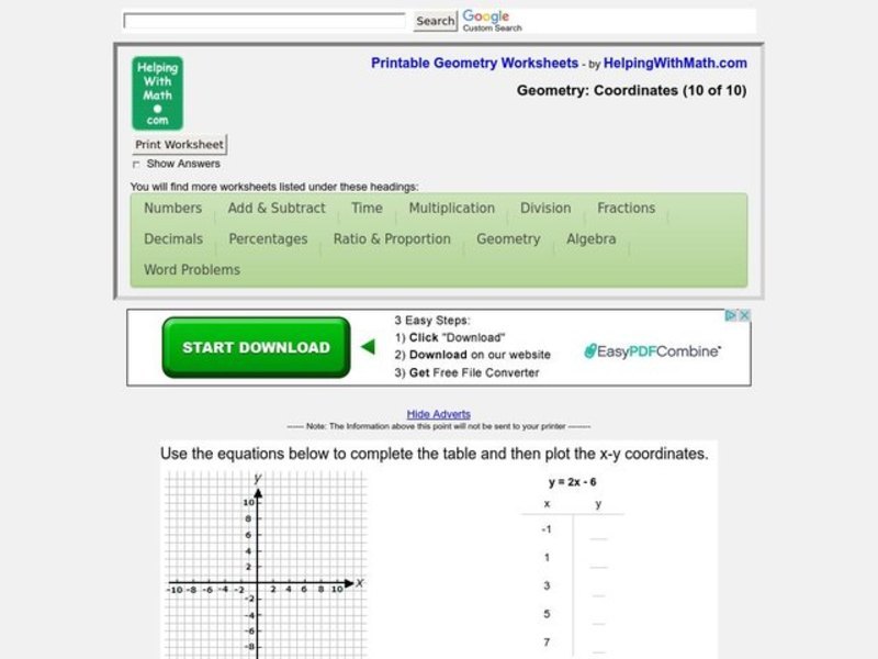 Geometry Coordinates Worksheet