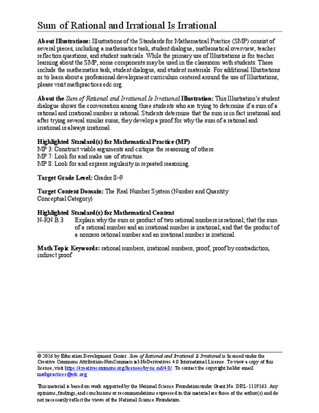 Sum of Rational and Irrational is Irrational Activity