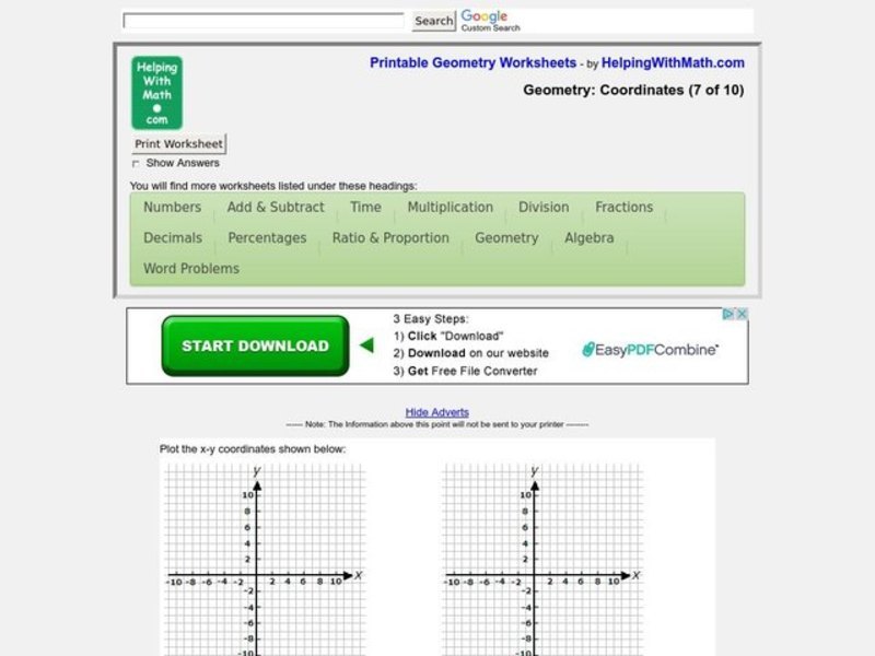 Geometry Coordinates Worksheet
