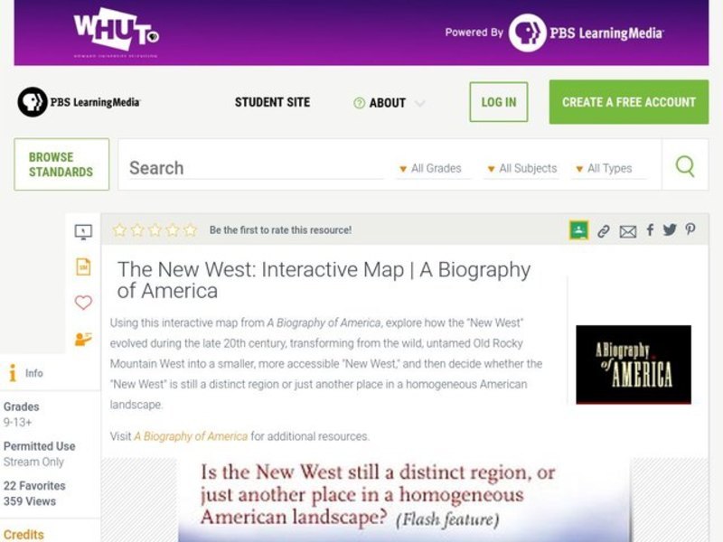 The New West: Interactive Map | A Biography of America Interactive