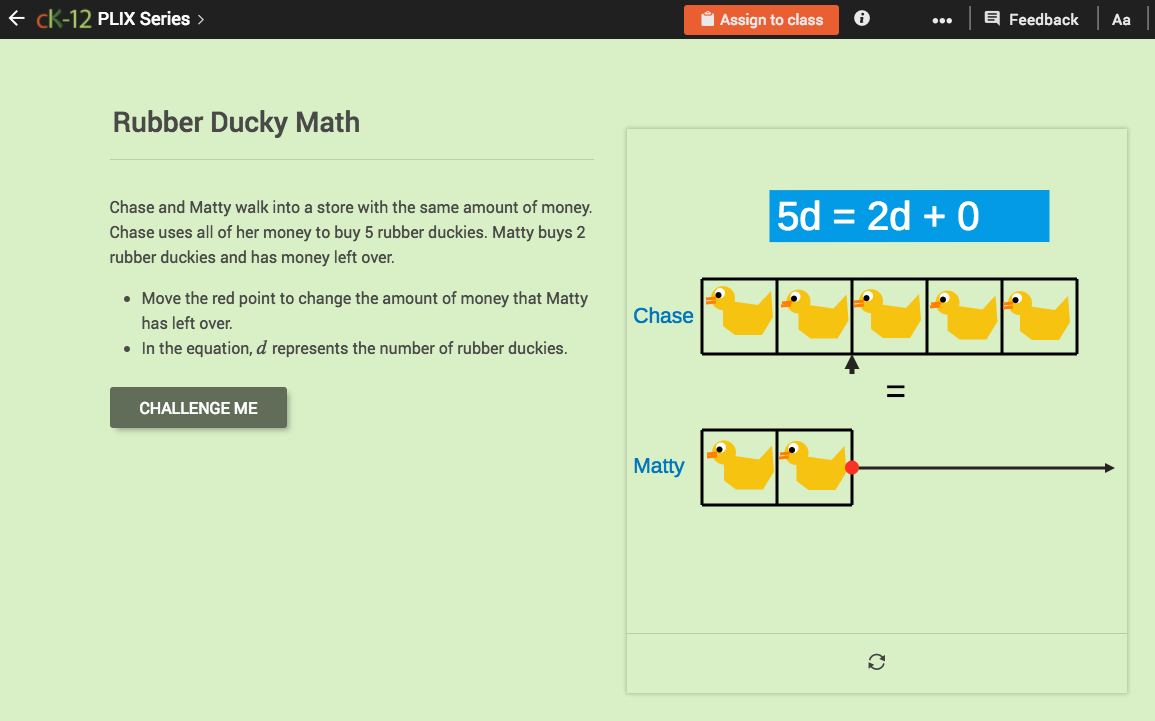 Equations with Variables on Both Sides: Rubber Ducky Math Interactive