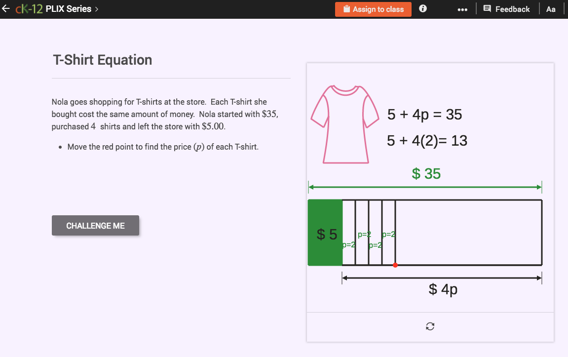 Two-Step Equations with Addition and Multiplication: T-Shirt Equation Interactive