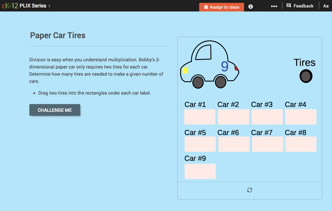 Single Variable Division Equations: Paper Car Tires Interactive