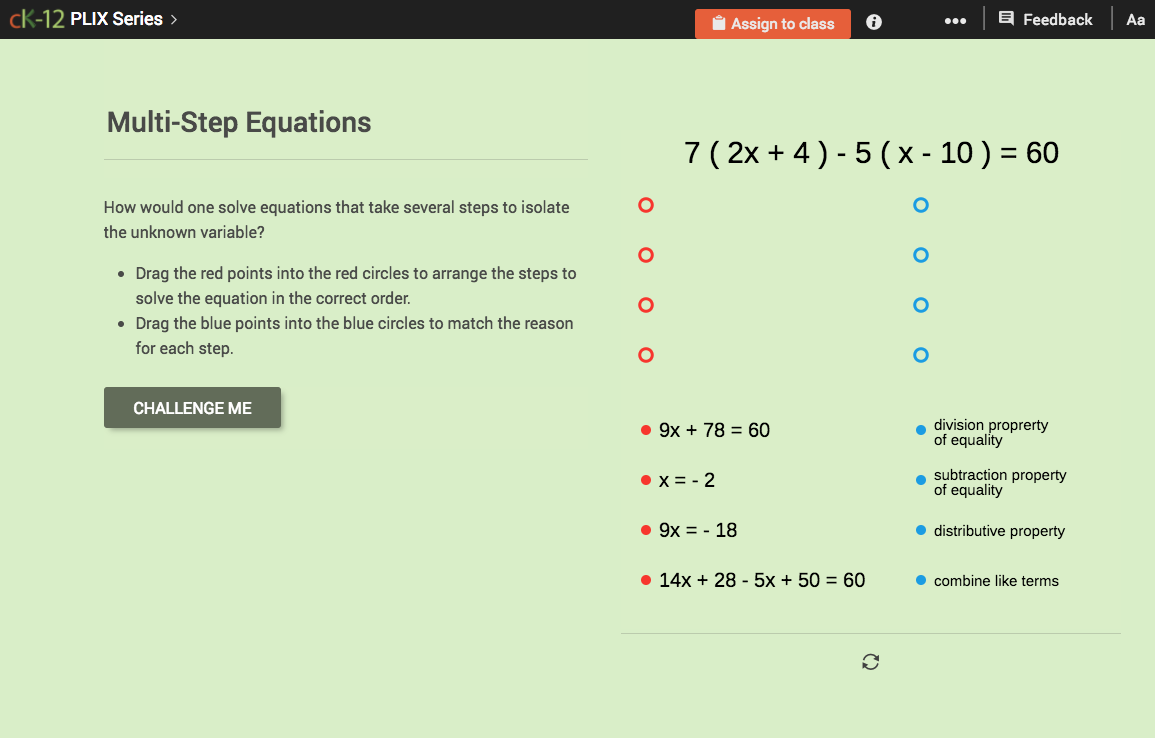 Multi-Step Equations Interactive