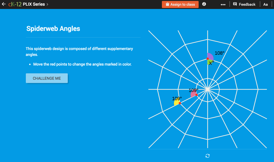 Supplementary Angles: Spiderweb Angles Interactive