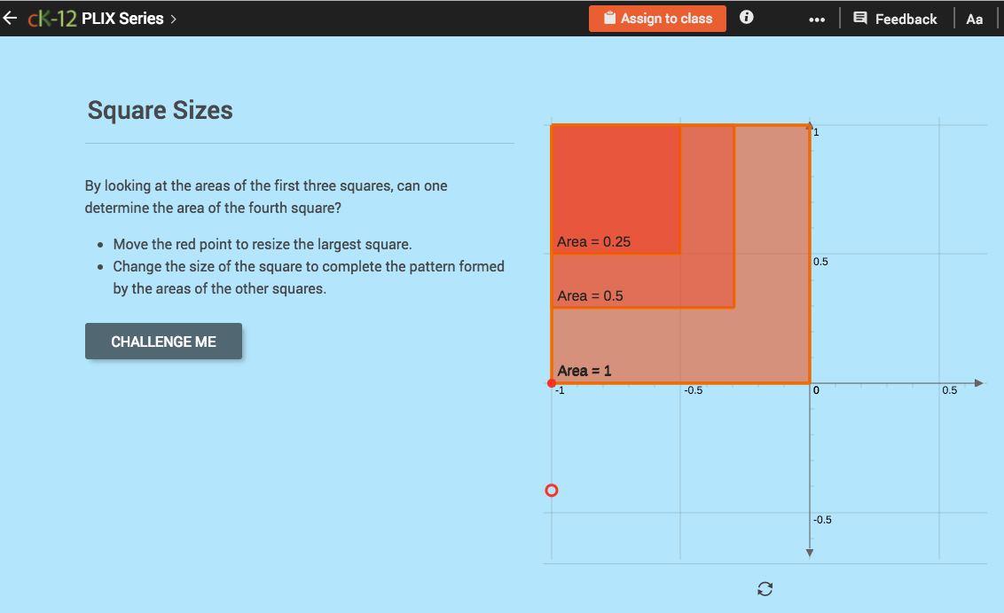 Number Patterns: Square Sizes Interactive