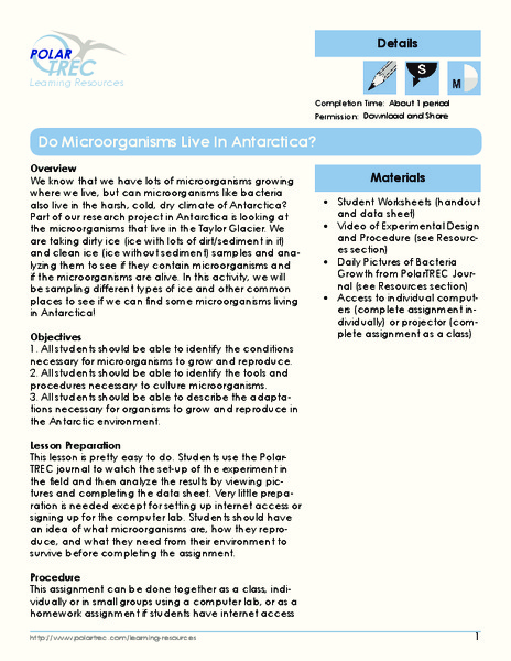Do Microorganisms Live in Antarctica? Lesson Plan