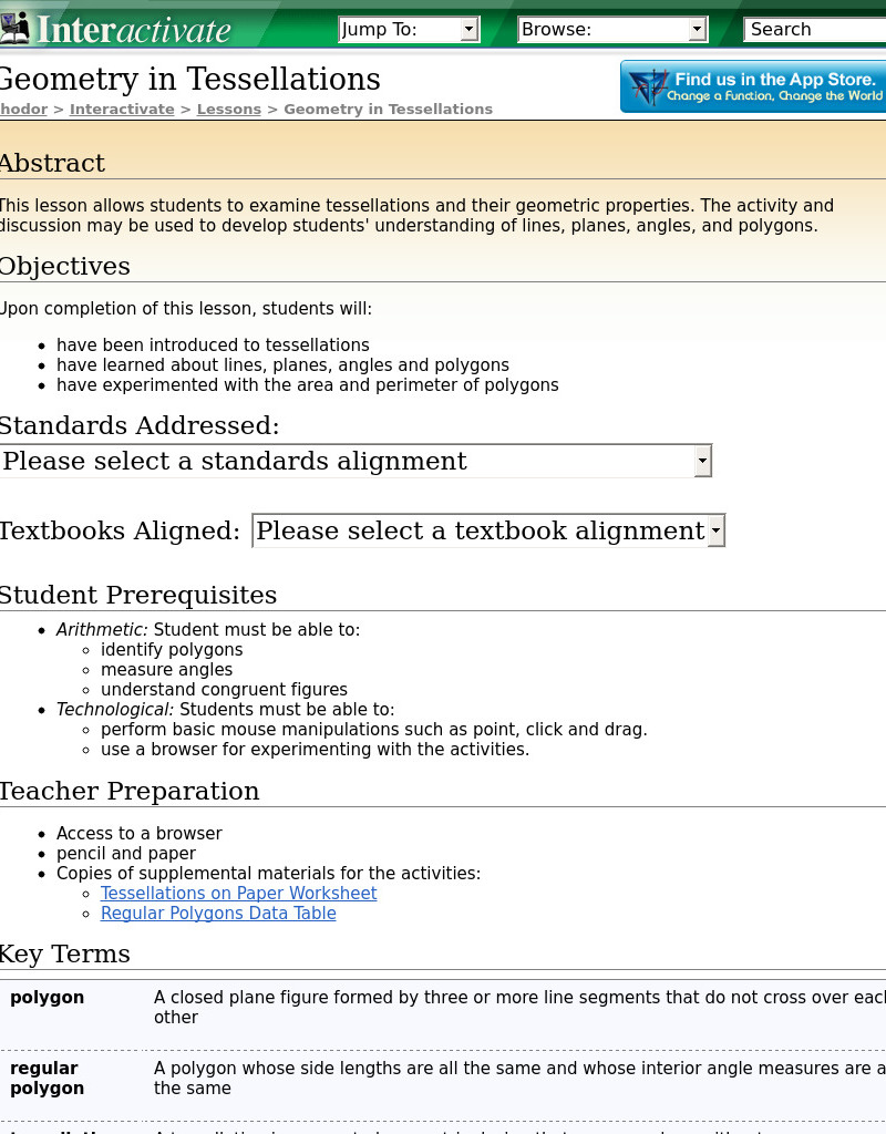 Geometry in Tessellations Lesson Plan
