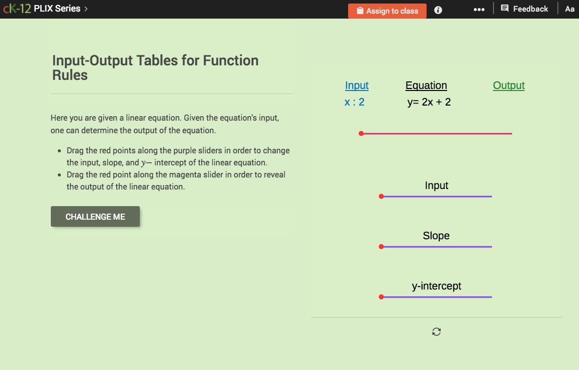Input-Output Tables for Function Rules Interactive