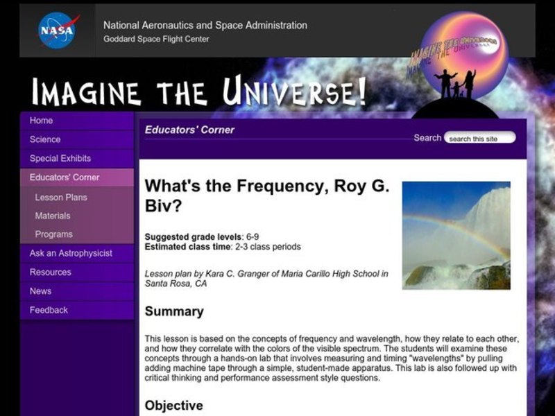 What's the Frequency, Roy G. Biv? Lesson Plan