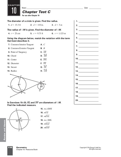 Geometry Review Worksheet
