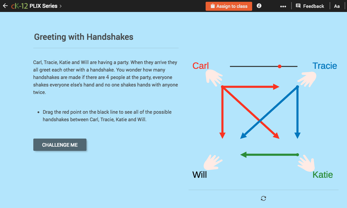 Inductive Reasoning from Patterns: Greeting with Handshakes Interactive