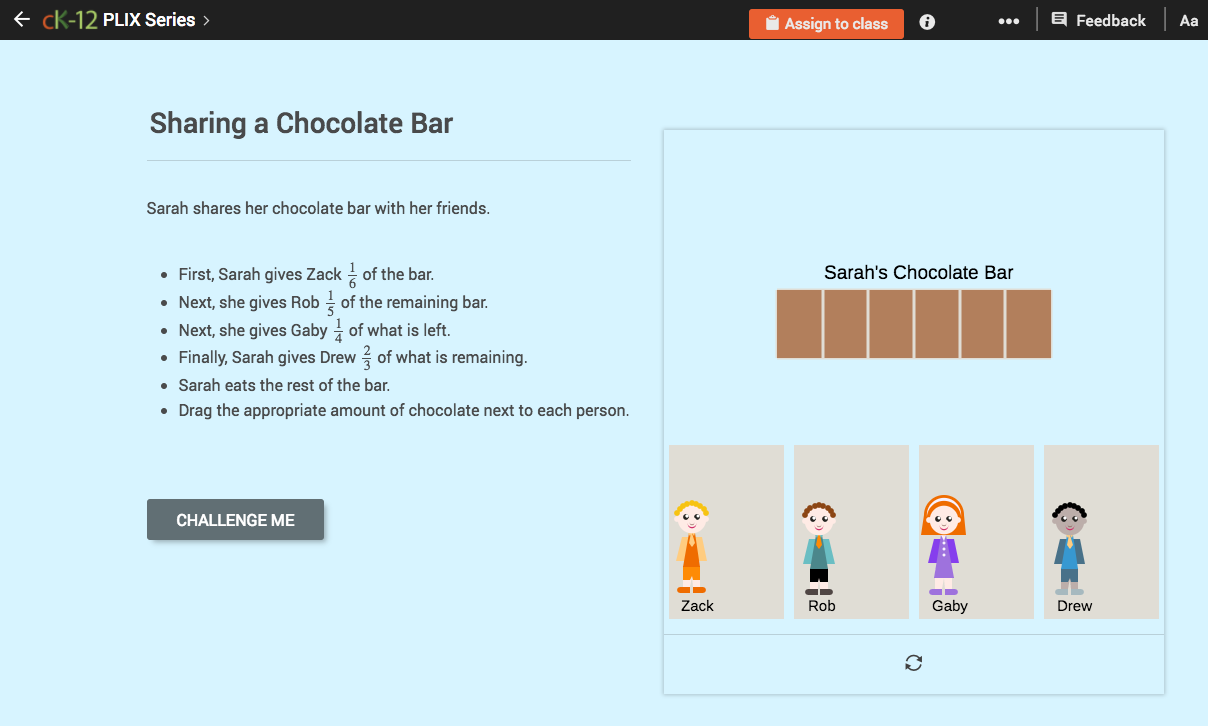 Mixed Numbers in Applications: Sharing a Chocolate Bar Interactive