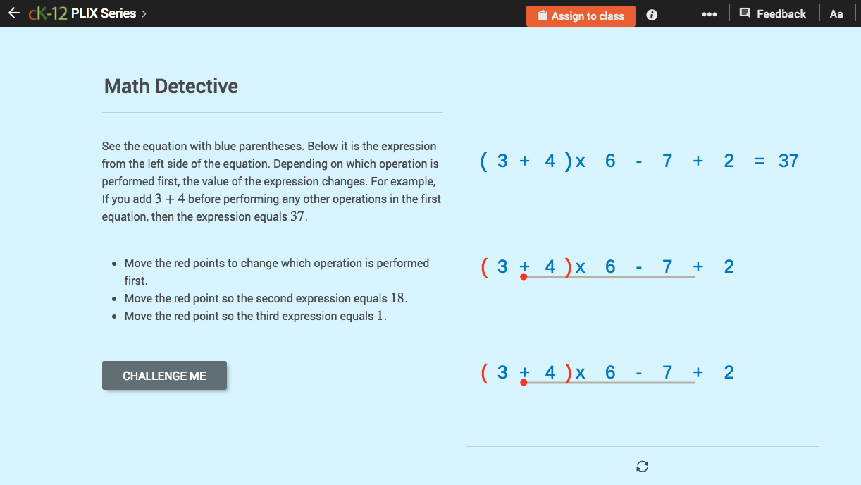 Expression Evaluation with Basic Operations: Math Detective Interactive